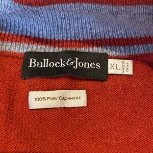 Bullock & Jones 100% Cashmere Half Zip Vest Red Sz XL